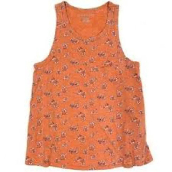 American Eagle Salmon Orange Ditsy‎ Floral Sleeveless Flowy Tank Top Size XS - Picture 1 of 5